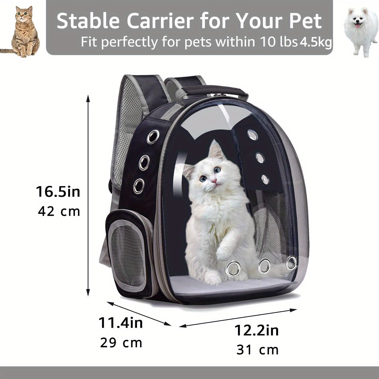 Space Capsule Pet Carrier Backpack - Airline Approved, Small to Medium Dog and Cat Carrier, Bubble Carrying Bag for Hiking and Travel, Comfortable and Safe Pet Travel Companion